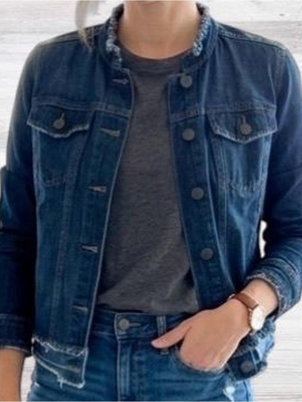 Universal Thread Dark Blue Denim Bomber Jacket